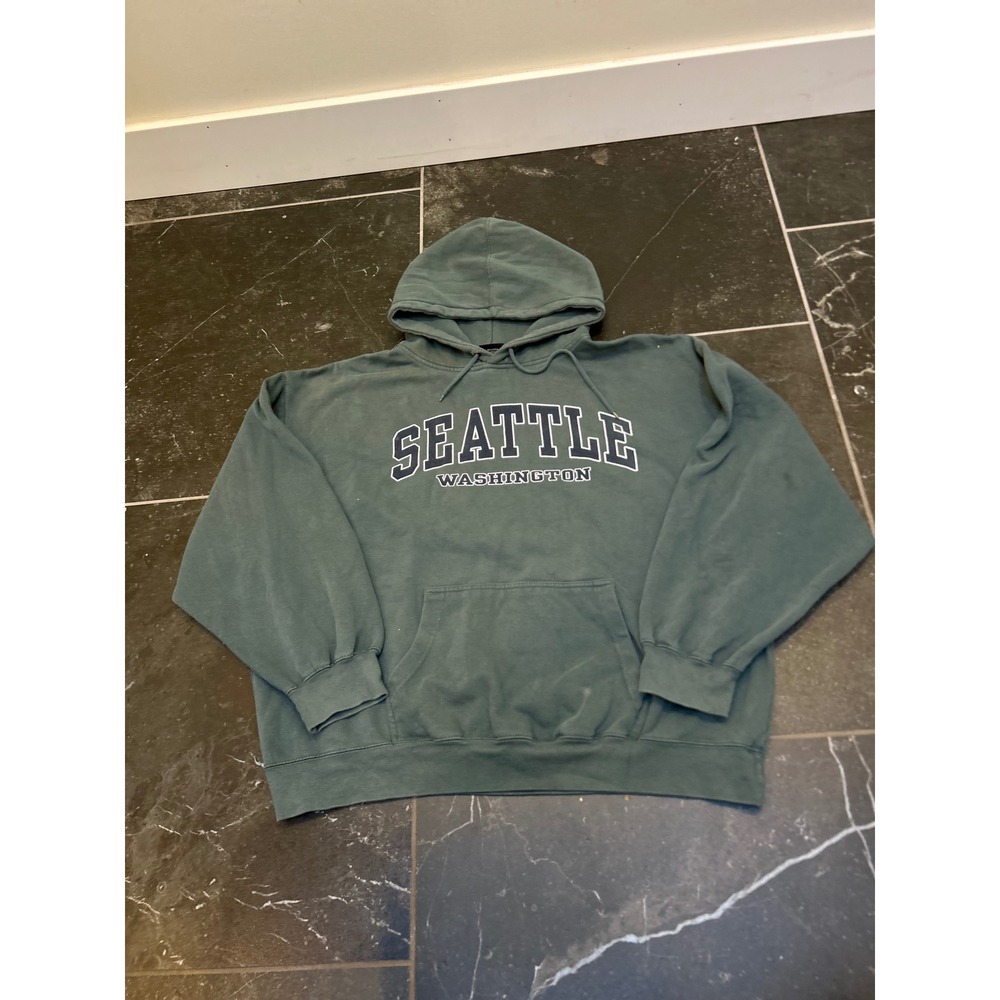 Prairie Mountain Seattle Washington Hoodie Mens XXL Green Graphic Sweatshirt